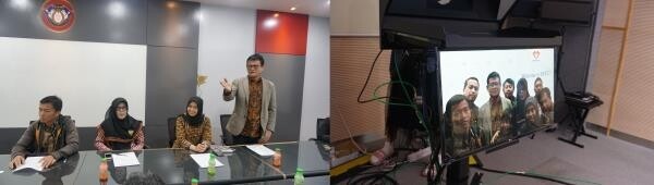 인도네시아 교육연수단이 연수 프로그램에 참가한 뒤 글로벌 스튜디오를 둘러보고 있다.