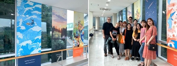 국민대학교(총장 임홍재) 디자인대학원 이준희 교수와 학생들이 서울대학교 암병원 내부 연결 통로에 직접 그린 작품을 전시했다. (사진: 국민대 제공)