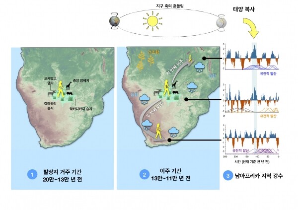 남아프리카 강수와 최초 이주의 상관관계