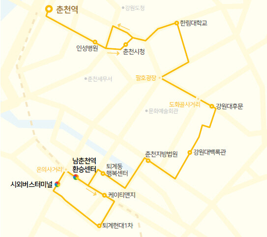 청춘노선 버스 노선도