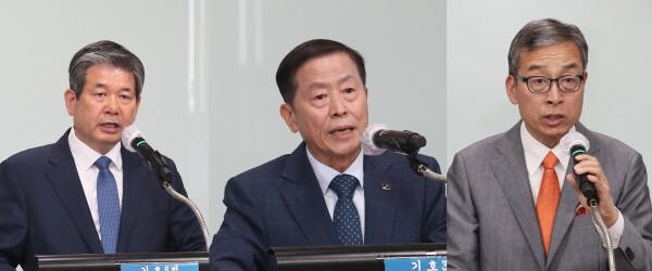 인천대 제3대 총장 후보로 선출된 (왼쪽부터)최계운, 박인호, 이찬근 교수