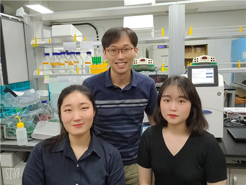 (왼쪽부터) 백수정(공동저자, 석사과정), 정재훈 교수(제1저자), 김솔비(공동저자, 석박통합과정)