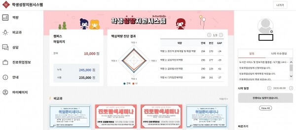 서울여대 학생성장지원시스템 화면