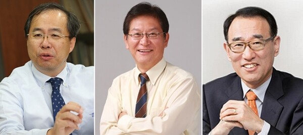  KAIST 교수협의회 총장후보추천위원회는 최근 총장후보 지원자 중 서류심사와 인터뷰를 통해 총장후보 선거에 임할 3인의 후보자로 김정호, 이혁모, 임용택 교수(가나다순)를 선정했다. (사진 왼쪽부터) 김정호 교수, 이혁모 교수, 임용택 교수