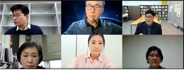 김현성 한서대학교 산학부총장이 한국자치행정학회와 한국비교정부학회, 전북대, 충북대 국제개발연구소, 가톨릭관동대학교 보건의료융합연구소, 민주평화통일자문회의 전북지역회의과 공동으로 ‘지역사회 문제 해결을 위한 지역정책 과정의 혁신’이라는 대주제로 개최한 학술대회에서 사례 발표를 했다. 비대면회의 발표 장면. (사진=한서대 제공)