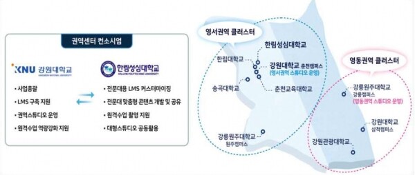강원 권역 센터 연합체 참여대학 및 협업체계