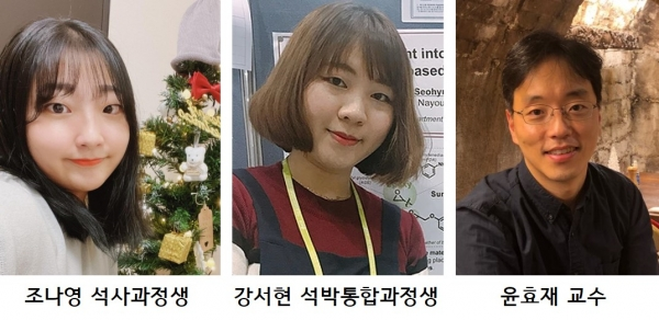 왼쪽부터 조나영 석사과정생(제1저자), 강서현 석박통합과정생(공동제1저자), 윤효재 교수(교신저자). 사진=고려대 제공
