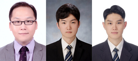 (왼쪽부터)인하대 위정재 교수, 전지수 씨(석·박사 통합과정 10차), 조웅비 씨(석·박사 통합과정 4차)