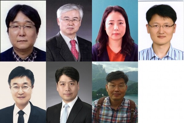 (왼쪽 위부터 시계방향으로) 김용식, 채병조, 정은주, 고현정, 이근식, 박선욱, 김승수 강원대 교수. 사진=강원대 제공