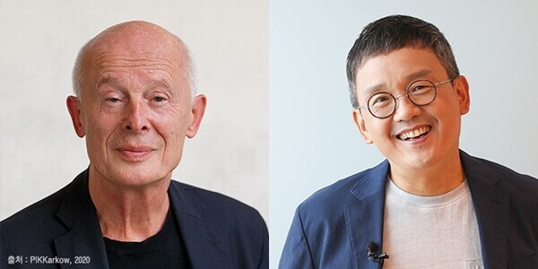 한스 요아힘 쉘른후버(왼쪽) 포츠담대학교 석좌교수와 조천호 경희사이버대학교 미래인간과학스쿨 특임교수. 사진=경희대 제공