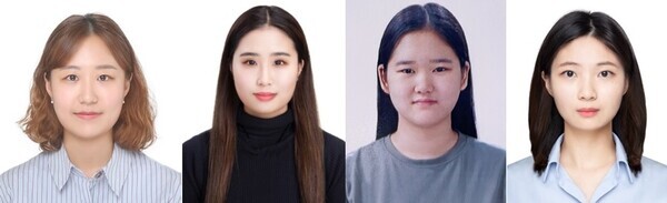 (왼쪽부터) 서울여대 정보보호학과 최은정 교수와 심민선, 진세영, 김혜민, 임정수 씨. 사진=서울여대 제공