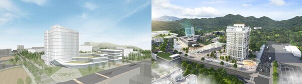 (왼쪽) 전북대 캠퍼스 혁신파크 조감도, (오른쪽) 창원대 캠퍼스 혁신파크 조감도. 사진=교육부 제공
