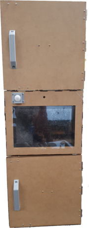 사물 인터넷을 구현하기 위해 센서(초음파센서, 조도센서, 홀 센서, 압력센서)를 배치한 스마트 무인 사물함. 사진=인천대 제공