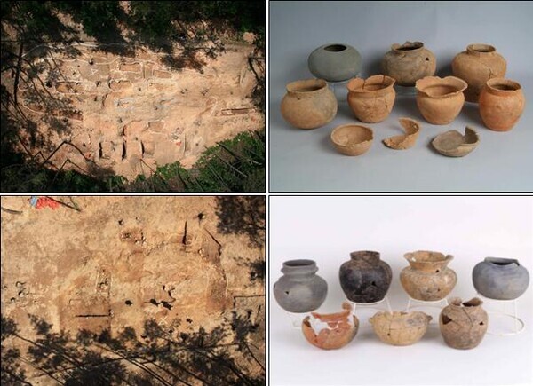 군산 미룡동 1호분(2013년 조사)·2호분(2016년 조사) 발굴조사 후 전경 및 출토 유물. 사진=군산대 제공