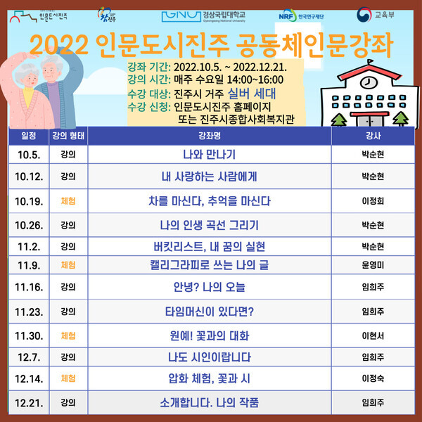 인문도시진주 사업단 3년차 공동체 인문강좌.